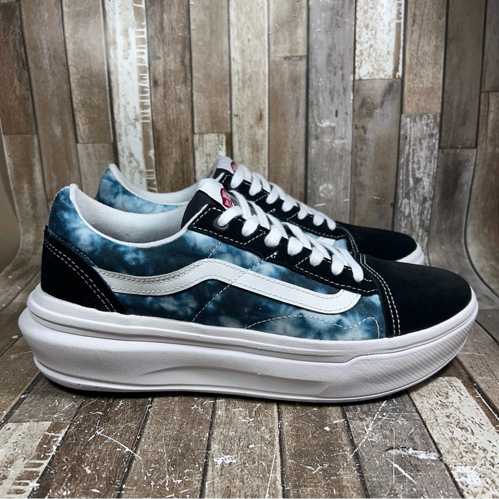 Vans Tie-Dye Old Skool Overt Shoes Black Suede Platform Men 9.5 Women 11